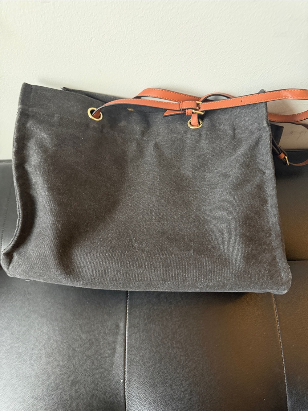 Blessed Canvas Tote Bag with Brown Leather Straps - Picture 3 of 4